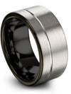 Female Grey and Grey Anniversary Band Tungsten Bands Ladies 10mm Band Set Man - Charming Jewelers