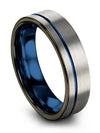 Lady Blue Line Promise Rings Tungsten Carbide Band Matching Engagement Guy Ring - Charming Jewelers