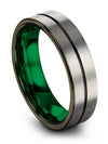 Men Metal Wedding Bands Grey Tungsten Rings Brushed Couple Rings Sets for Her - Charming Jewelers