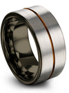 Ladies Wedding Band Flat Brushed Grey Tungsten Grey Rings for Female 10mm 40th - Charming Jewelers