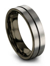 Grey Black Him and Husband Wedding Ring Sets Tungsten Carbide Wedding Band 6mm - Charming Jewelers