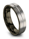 Womans Promise Rings Grey Tungsten Band Polished Matching Grey Band Sets - Charming Jewelers