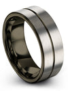Him and Fiance Wedding Tungsten Ring Couple Grey Band Grey Gunmetal His - Charming Jewelers
