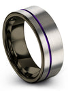Womans Promise Rings Unique Grey and Purple Tungsten Bands for Mens Wedding - Charming Jewelers