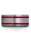 Tungsten Carbide Woman&#39;s Anniversary Band Tungsten Grey Fucshia Couples Promise - Charming Jewelers