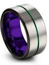 Tungsten Grey Green Promise Rings Womans Wedding Bands Set for Fiance and Her - Charming Jewelers