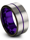 Guys Simple Promise Band Tungsten Engraved Ring for Men Grey Bands Engagement - Charming Jewelers