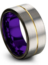Band Set for His Grey Plated Wedding Tungsten Matte Rings for Man Engagement - Charming Jewelers