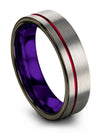 Grey Ring Wedding 6mm Red Line Tungsten Bands Rings