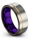 Guy Wedding Jewelry Tungsten Grey and 18K Yellow Gold Ring Couple Engagement - Charming Jewelers