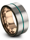 Couples Promise Rings Tungsten Carbide Grey Teal Bands Groove Rings for Female - Charming Jewelers