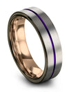 6mm Purple Line Man Promise Rings Dainty Wedding Rings Grey Band Rings Man - Charming Jewelers