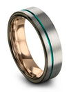 Grey Teal Wedding Bands Personalized Tungsten Rings for Lady Simple Band Guy - Charming Jewelers