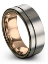 Mens Middle Finger Rings Tungsten Bands Natural Grey and Gunmetal Band - Charming Jewelers