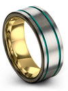 Wedding Engagement Female Rings Set Tungsten Rings for Guys Teal Line Jewelry - Charming Jewelers