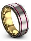 Anniversary Band Grey Gunmetal Polished Tungsten Bands for Men&#39;s Engraved - Charming Jewelers