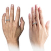Minimalist Wedding Ring Wedding Band Grey Tungsten Carbide 8mm Matching Rings - Charming Jewelers