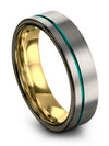 6mm 55th - Emerald Wedding Band for Woman&#39;s Tungsten Wedding Ring Grey Teal - Charming Jewelers