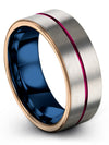 Grey and Teal Wedding Rings Fiance and Wife Tungsten Wedding Rings Groove Rings - Charming Jewelers