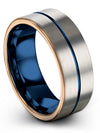 Grey Blue Wedding Bands Man Womans Tungsten Wedding Ring Plain Grey Rings - Charming Jewelers