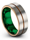 Wedding Ring for Guys Sets Grey Copper Tungsten Ring 8mm