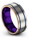 Tungsten Woman Wedding Bands Tungsten Womans Band Grey and Blue Promise Rings - Charming Jewelers
