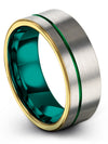 Him and Her Wedding Bands Sets 8mm Green Line Tungsten Ring for Man - Charming Jewelers