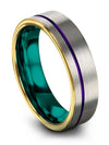 Woman Wedding Ring Purple Line Engraved Ring Tungsten Matching Grey Rings - Charming Jewelers