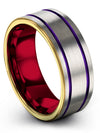 Wedding Band for Men Tungsten Carbide Grey Purple Rings