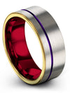 Grey Plated Wedding Set Tungsten Ring Band Set Grey Purple Jewelry Set - Charming Jewelers