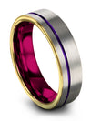 Unique Promise Ring Grey and Purple Tungsten Ring Guys Couple Grey Anniversary - Charming Jewelers