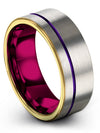 Wedding Rings Set for Fiance and Boyfriend Tungsten Ring Natural Finish Grey - Charming Jewelers