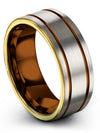 Couple Wedding Bands Set 8mm Tungsten Carbide Bands for Guy Grey Friendship - Charming Jewelers