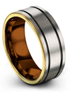 Grey Wedding Bands 8mm Tungsten Carbide Bands Brushed Primise Rings Couples - Charming Jewelers