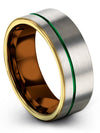 Guy Wedding Bands 8mm Tungsten Bands Brushed Grey over Green Rings Anniversary - Charming Jewelers