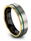 Woman Wedding Bands Unique Grey and Green Tungsten Bands 6mm Grey Him and Wife - Charming Jewelers