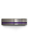 Promise Ring Ladies Grey Purple Tungsten Ring for Mens Purple Line Grey - Charming Jewelers