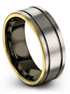 Matte Grey Lady Wedding Bands Tungsten Carbide Band for Man Engraved Guys Solid - Charming Jewelers