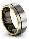 Grey Wedding Flat Tungsten Carbide Ring for Mens Grey Hand Rings Promise Rings - Charming Jewelers