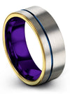 Unique Wedding Rings Men&#39;s Tungsten Grey and Blue Bands for Female Fiance - Charming Jewelers