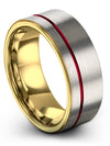Woman&#39;s Wedding Band Sets 8mm Red Line Rings Tungsten Guy
