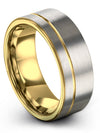 Grey Wedding Set Tungsten Carbide Band for Male Grey Bands Ring Matching Bands - Charming Jewelers