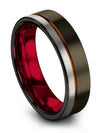 Gunmetal Plain Promise Band Unique Tungsten Bands Copper Line Rings Male - Charming Jewelers