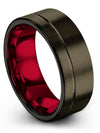 Wedding Band Set Him and Husband Tungsten Wedding Rings Male Minimal Ring - Charming Jewelers