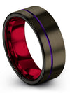 Couple Promise Rings Sets Tungsten Ring Boyfriend and Wife Brushed Gunmetal - Charming Jewelers