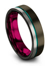 Woman 6mm Teal Line Wedding Band Tungsten Matte Rings for Womans Matching - Charming Jewelers