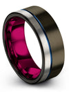 Wedding Rings for Graduate Tungsten 8mm Wedding Rings Gunmetal and Blue Rings - Charming Jewelers