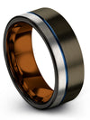 Luxury Wedding Rings 8mm Blue Line Tungsten Bands for Woman Couples Matching - Charming Jewelers