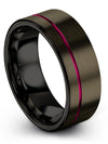 Band Set Gunmetal Wedding Tungsten Bands Husband and Girlfriend Brushed Couples - Charming Jewelers