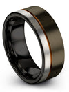 Gunmetal Promise Band Bands for Woman 8mm Tungsten Carbide Rings Couple - Charming Jewelers